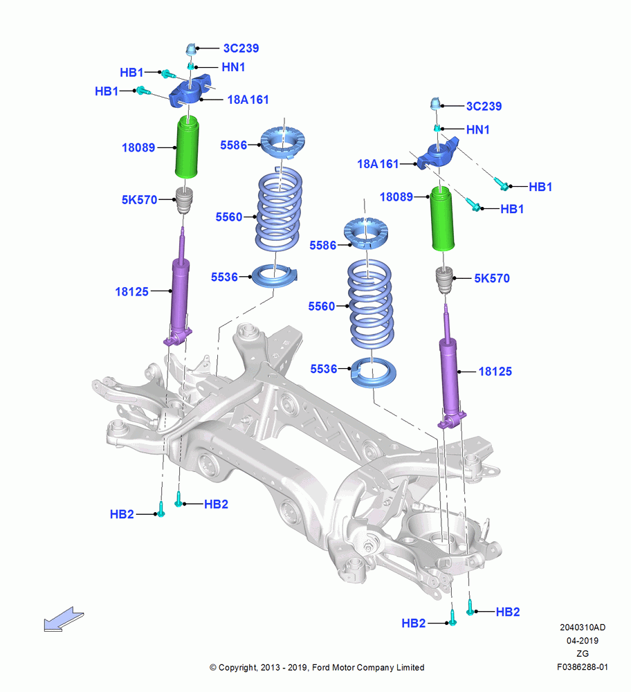 Rear Springs and Shock Absorbers, Base/GT, Sub C