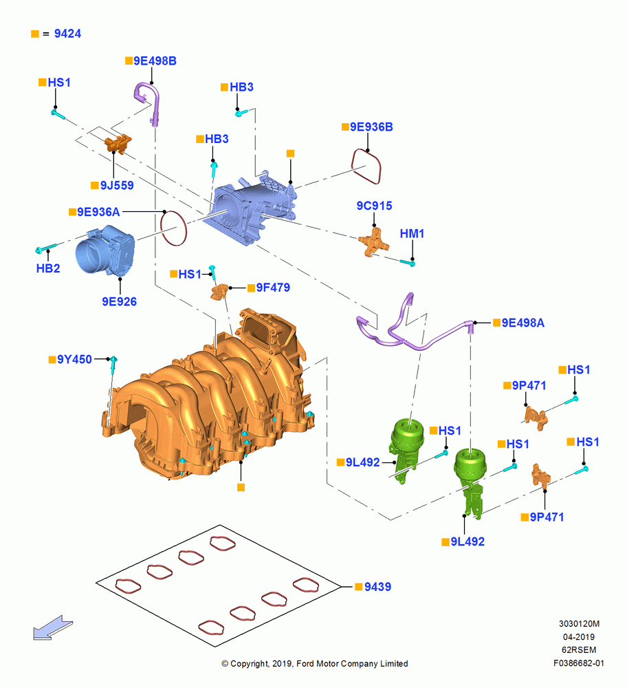 20M - Intake Manifold, 6.2L 16V OHC NA V8 Gas, Less Gaseous Prep Pack; 21/FEB/2019-04/NOV/2019