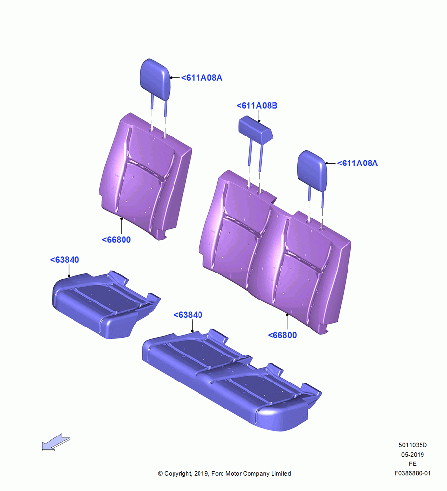35D - Rear Seat Pads/Valances & Heating, 2 Row-H/Ser Flip Up W/Cush/Bol; 09/JUL/2018