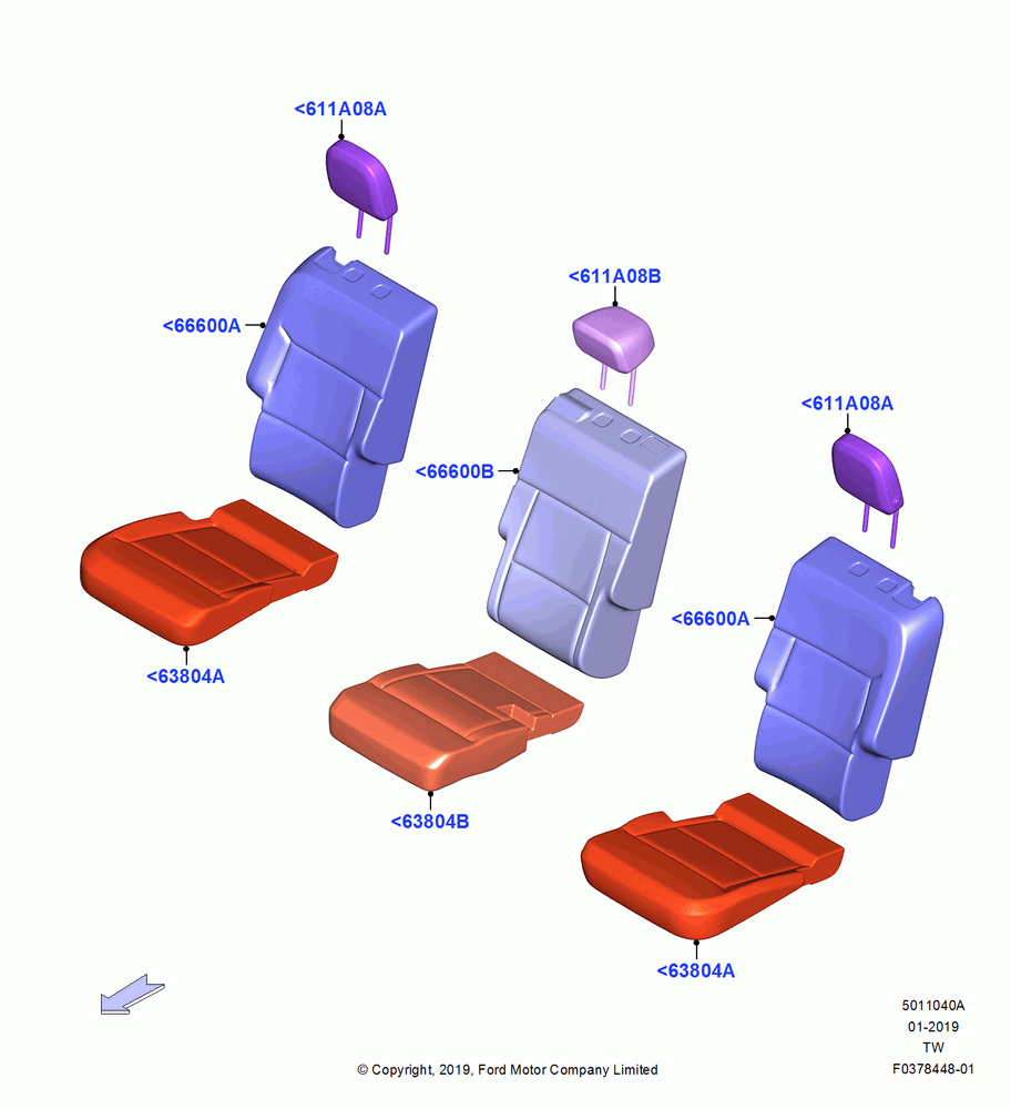 40A - Rear Seat Covers, Second Row - 3 Individual Seats; 06/MAY/2019