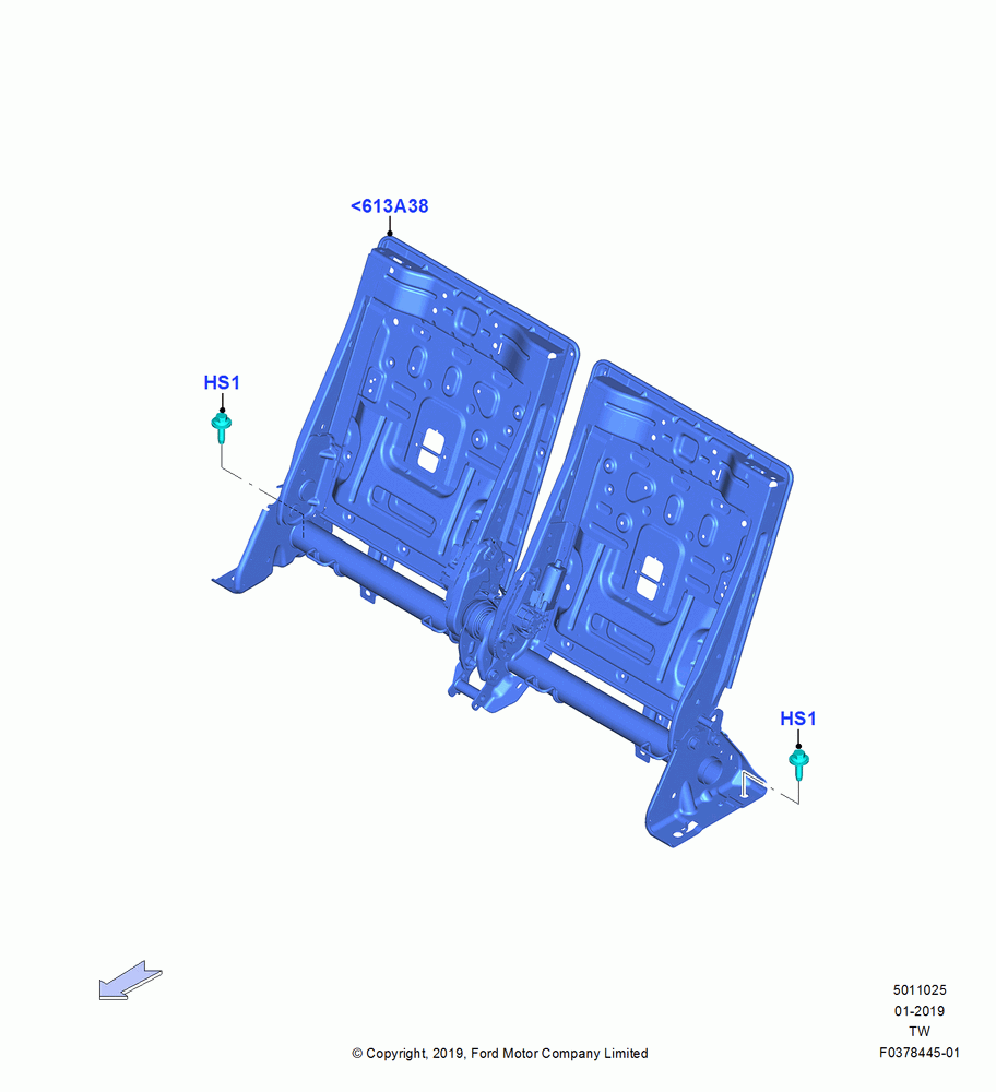25A - Rear Seat Back, 3rd Row High Level Seat - 2 Passngr, With Third Row Split Bench Seat; 06/MAY/2019