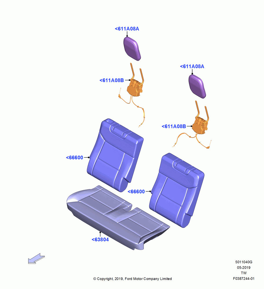 40G - Rear Seat Covers, 3rd Row High Level Seat - 2 Passngr; 06/MAY/2019