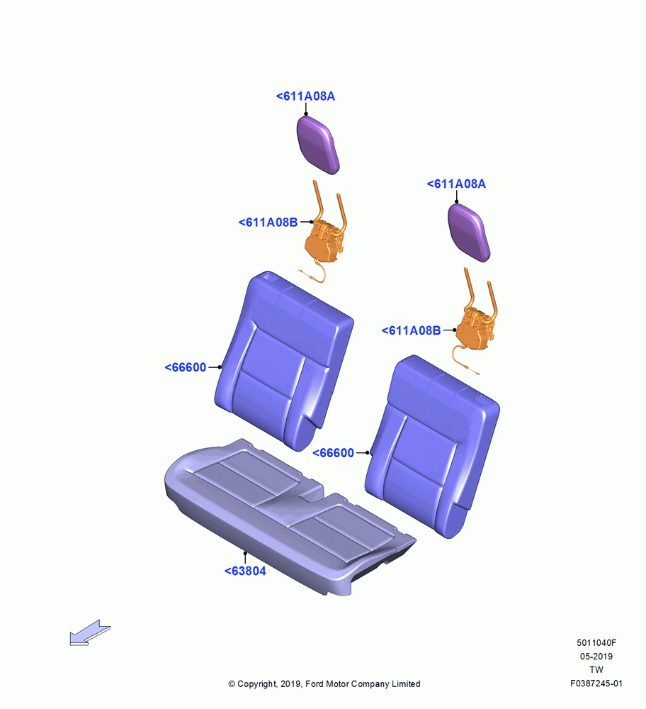 40F - Rear Seat Covers, With Third Row Split Bench Seat; 06/MAY/2019