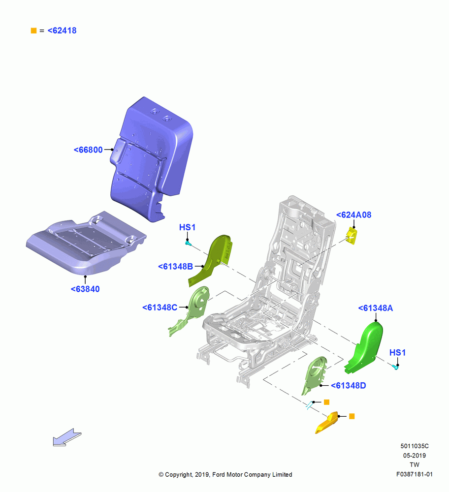 35C - Rear Seat Pads/Valances & Heating, With Second Row Split Folding Seat; 06/MAY/2019
