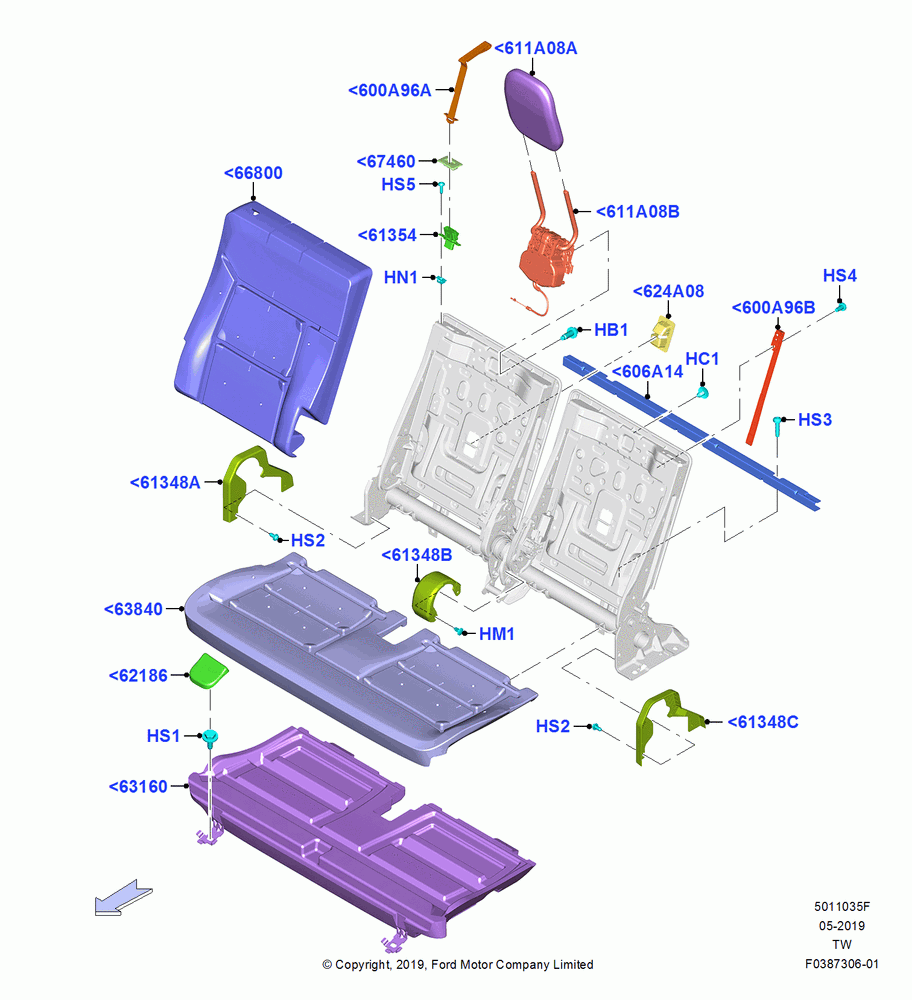 35F - Rear Seat Pads/Valances & Heating, With Third Row Split Bench Seat; 06/MAY/2019