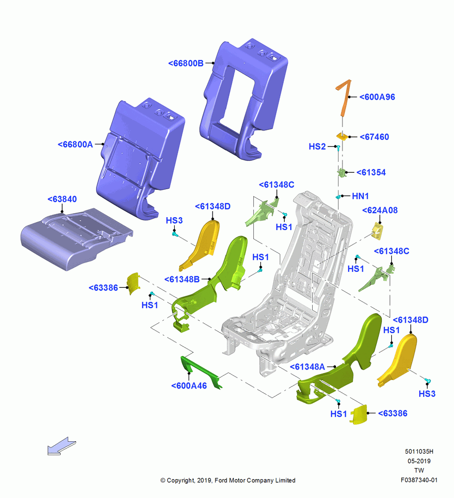 35H - Rear Seat Pads/Valances & Heating, 2nd Row, Center; 06/MAY/2019