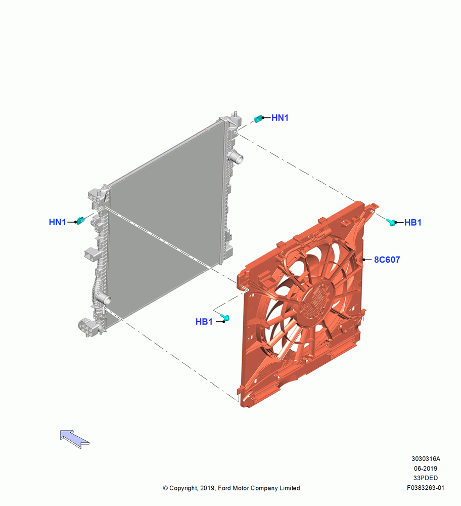 16A - Cooling Fan And Shroud, 3.3L Duratec, 3.3L D4 G DI TIVCT NA Upgrade; 06/MAY/2019