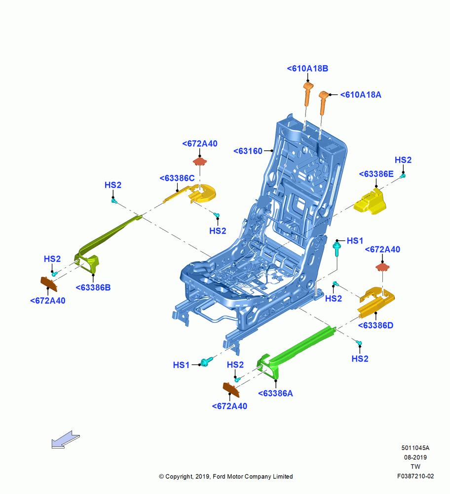 45A - Rear Seat Frame, RH, Second Row; 06/MAY/2019