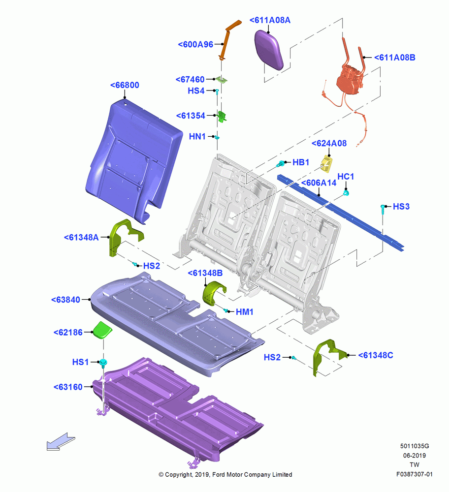 35G - Rear Seat Pads/Valances & Heating, 3rd Row High Level Seat - 2 Passngr; 06/MAY/2019
