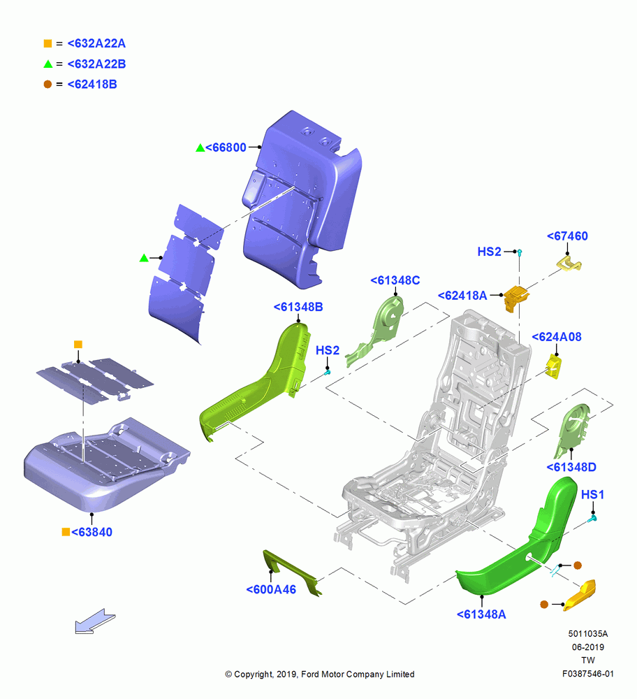 35A - Rear Seat Pads/Valances & Heating, Second Row - 3 Individual Seats; 06/MAY/2019