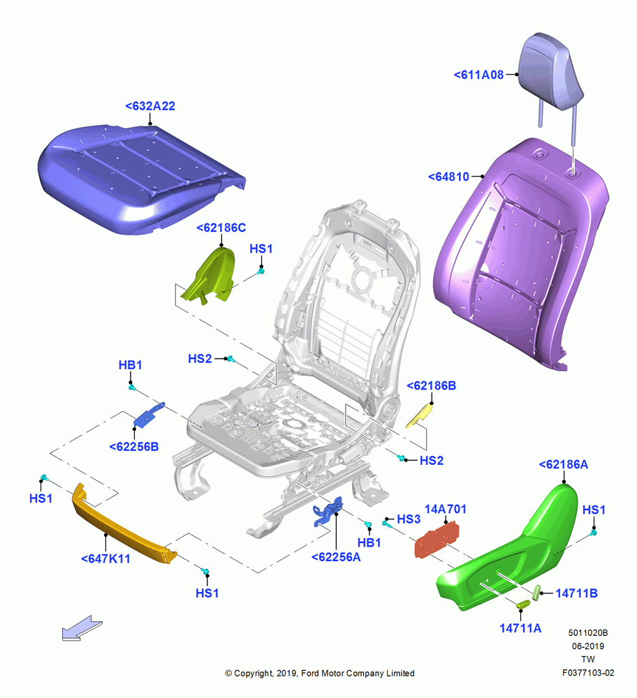 20B - Front Seat Pads/Valances & Heating, With Driver 8 Way Pwr.Seat Adjuster; 06/MAY/2019