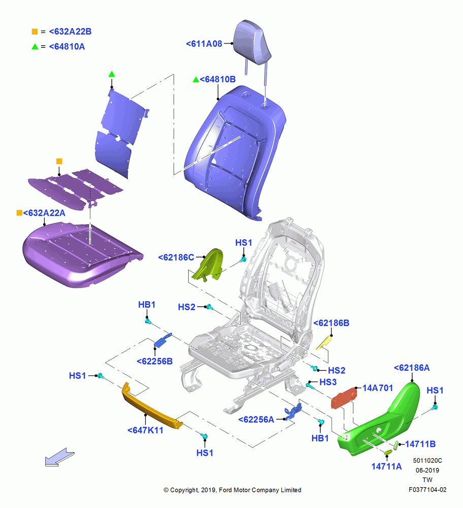 20C - Front Seat Pads/Valances & Heating, Less Temp Control Driver Seat, With Driver 10 Way Pwr Seat Adjust, With Drivers Heated Seat; 06/MAY/2019