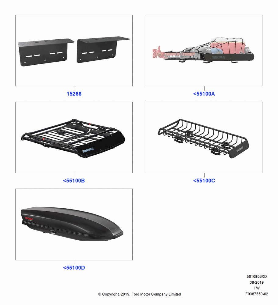 06XD - Accessory Roof Rack Mounting Kits, Accessory, Cargo Basket, Cargo Box, Yakima Roof Rack Products; 06/MAY/2019