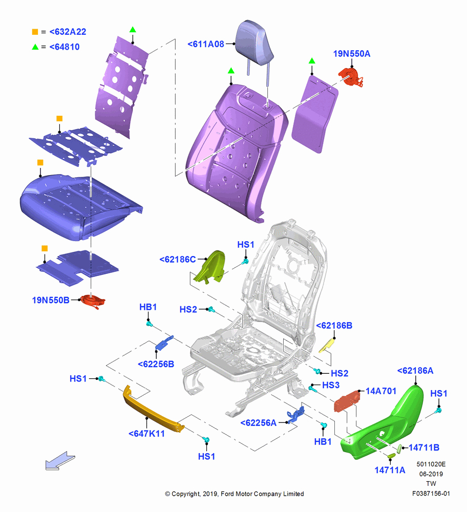 20E - Front Seat Pads/Valances & Heating, With Driver 10 Way Pwr Seat Adjust, Drviver Heated Vented Cooled Seat; 06/MAY/2019