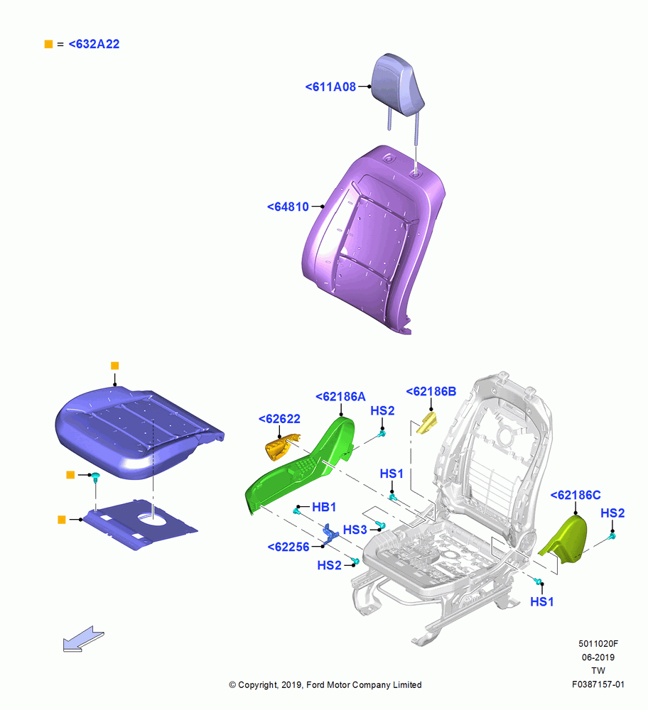 20F - Front Seat Pads/Valances & Heating, With Pass. 2 Way Manual Seat Adjust; 06/MAY/2019