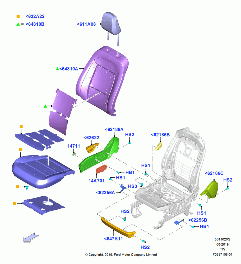 20G - Front Seat Pads/Valances & Heating, With Pass 4 Way Power Seat Adjuster; 06/MAY/2019