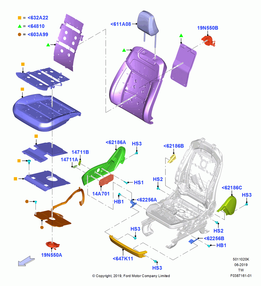 20K - Front Seat Pads/Valances & Heating, Power 8-Way Pass Seat Adj Level 2; 06/MAY/2019