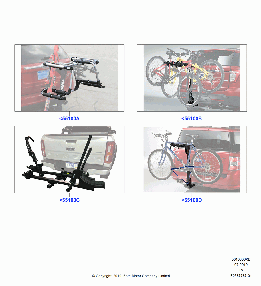 06XE - Accessory Roof Rack Mounting Kits, Thule Rear Hitch Products; 06/MAY/2019