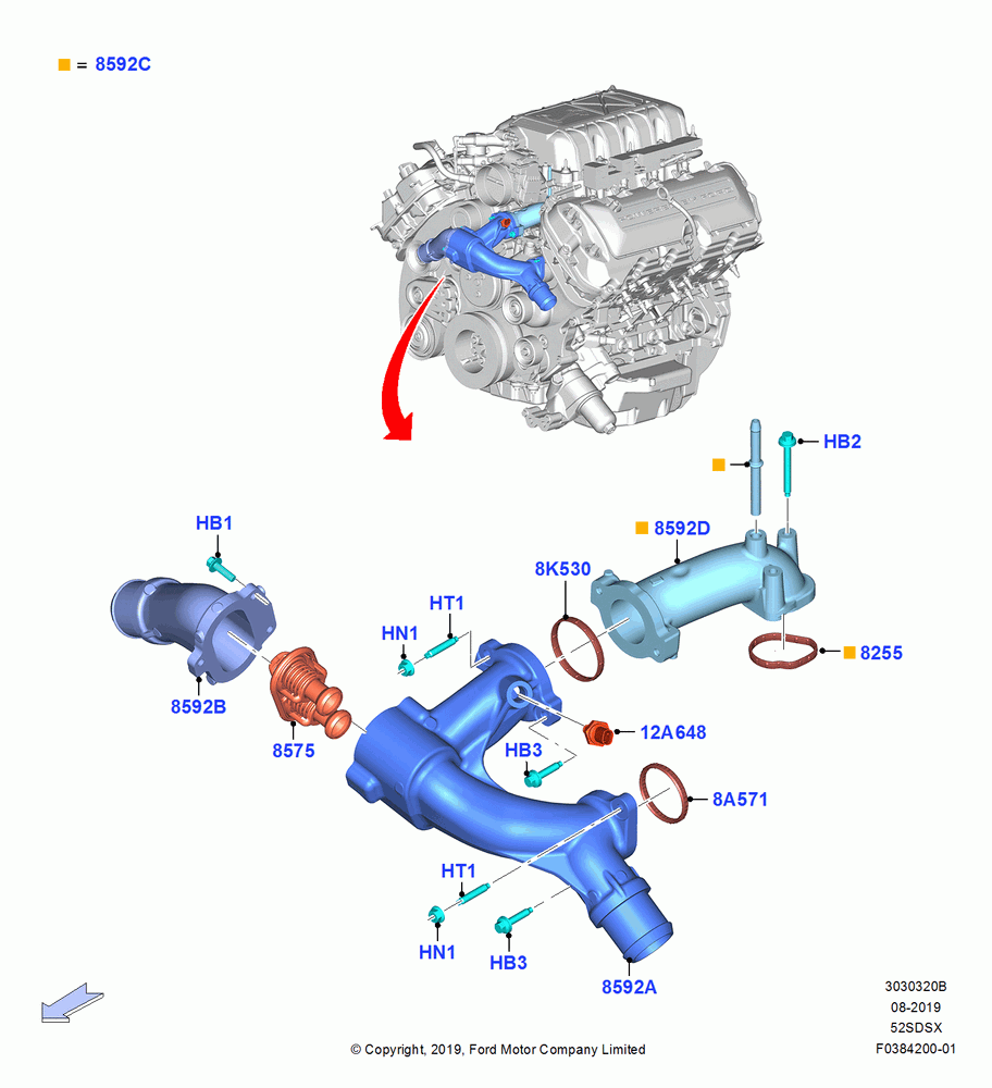 20B - Thermostat/Housing & Related Parts, 5.2L Predator OHC SC PFI Gas; 26/AUG/2019