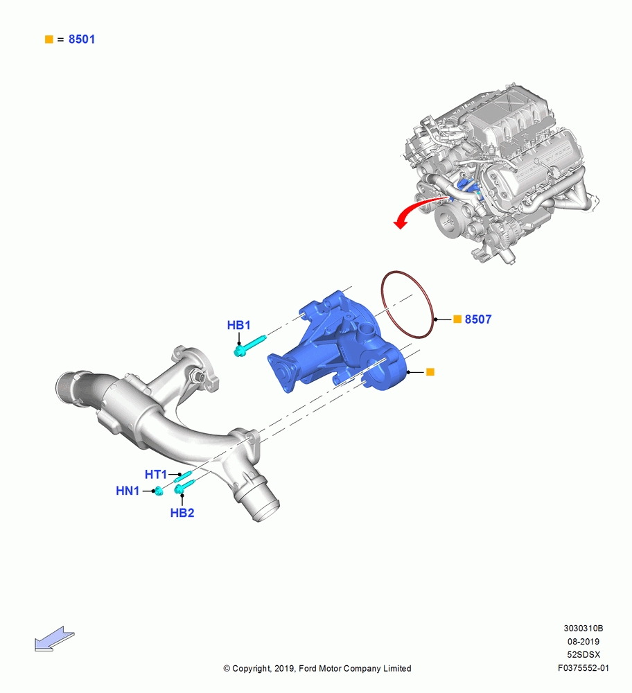 10B - Water Pump, 5.2L Predator OHC SC PFI Gas; 26/AUG/2019