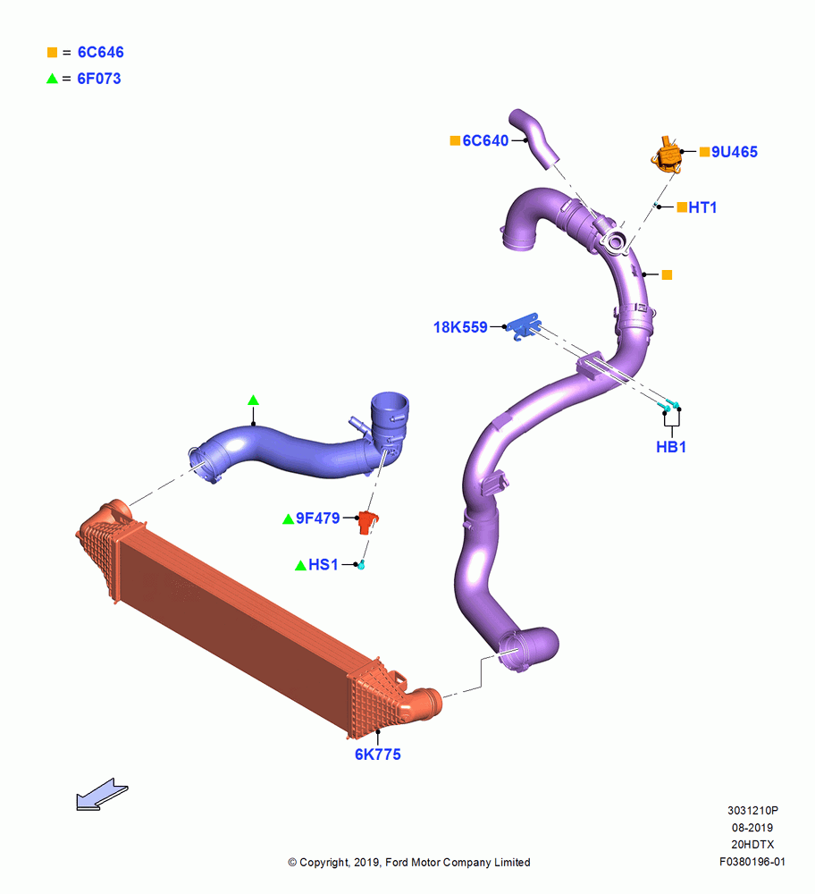 10P - Intercooler/Air Ducts and Hoses, 2.0L EcoBoost (240PS); 19/AUG/2019