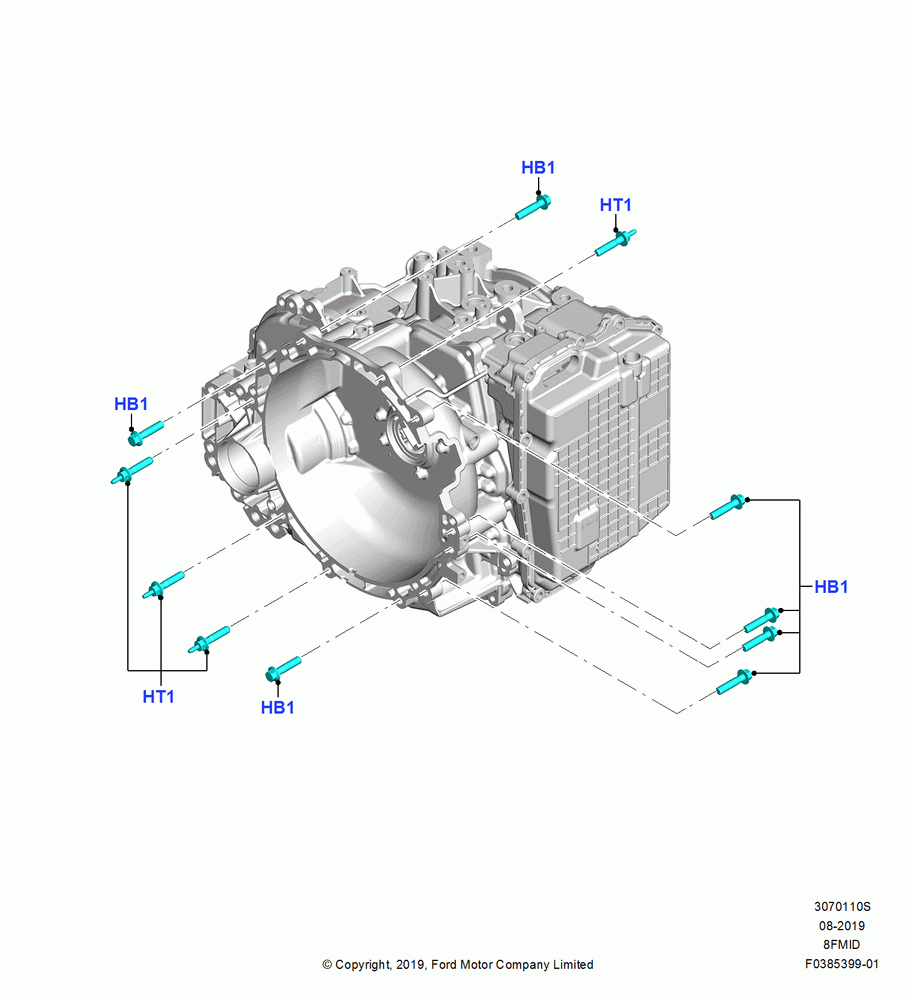 10S - Transmission External Components, 1.5L Dragon (175/180PS), 8 Speed Auto Trans 8F35, Transmission Attaching Bolts; 19/AUG/2019