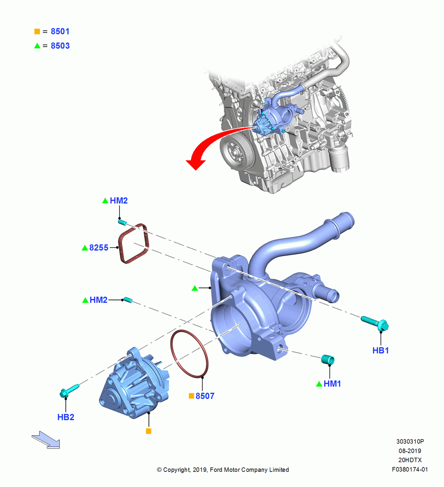 10P - Water Pump, 2.0L EcoBoost (240PS); 19/AUG/2019