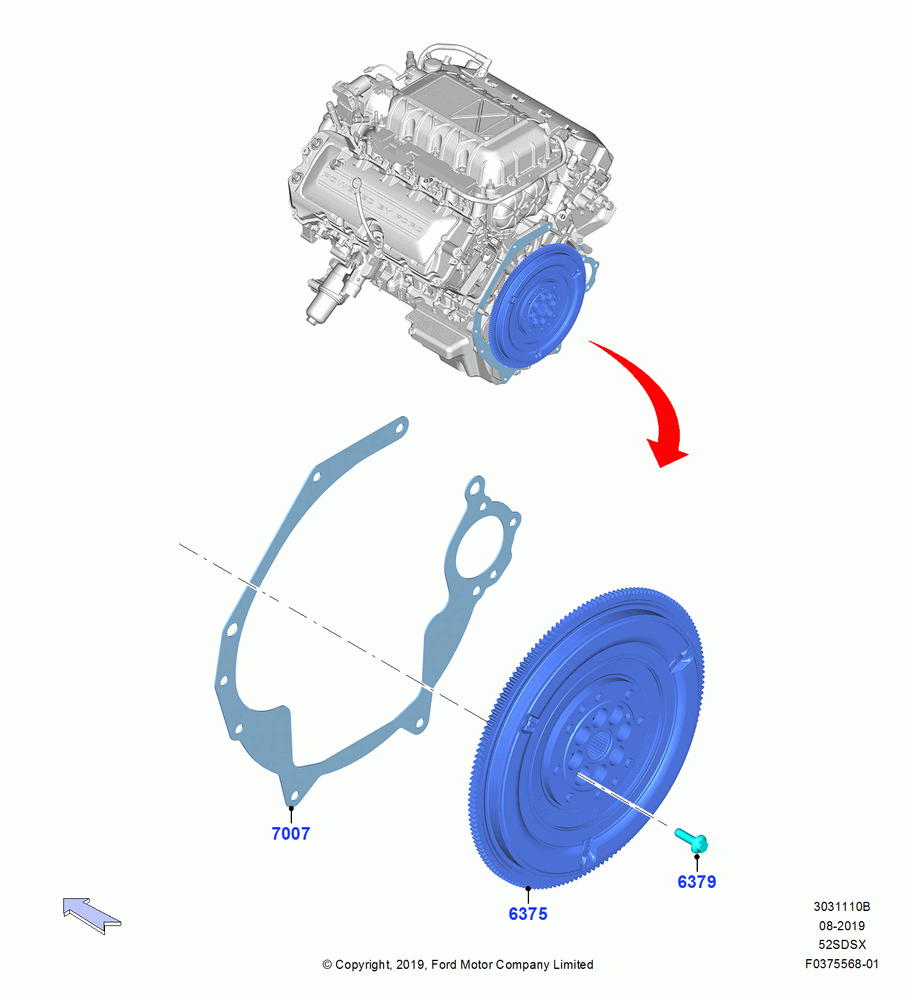 10B - Flywheel, 5.2L Predator OHC SC PFI Gas; 26/AUG/2019
