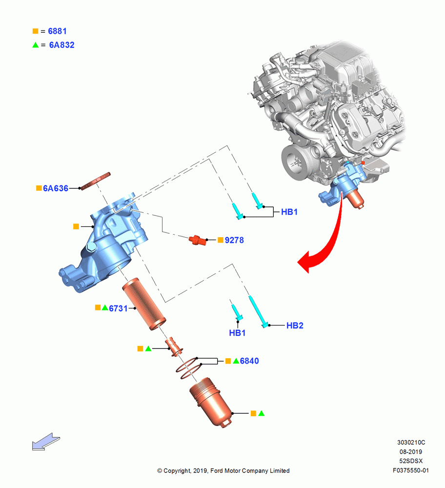 10C - Oil Cooler and Filter, 5.2L Predator OHC SC PFI Gas; 26/AUG/2019