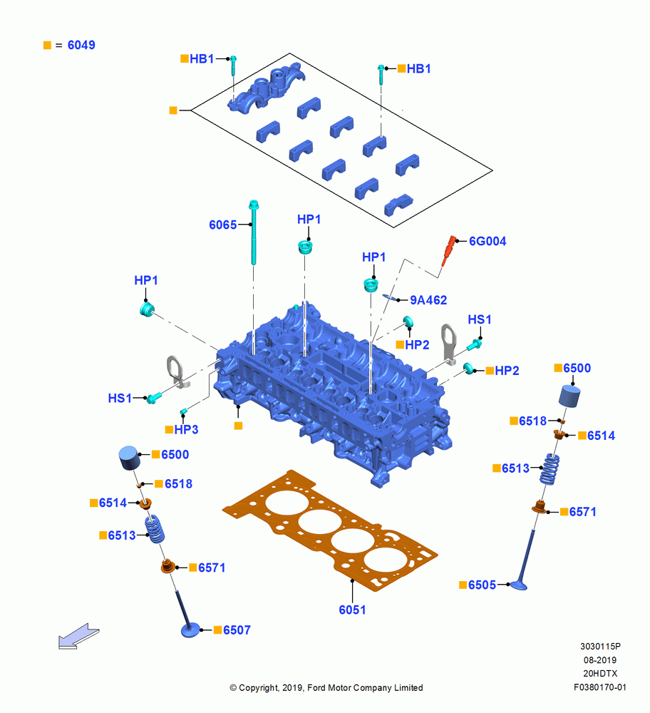 15P - Cylinder Head, 2.0L EcoBoost (240PS); 19/AUG/2019