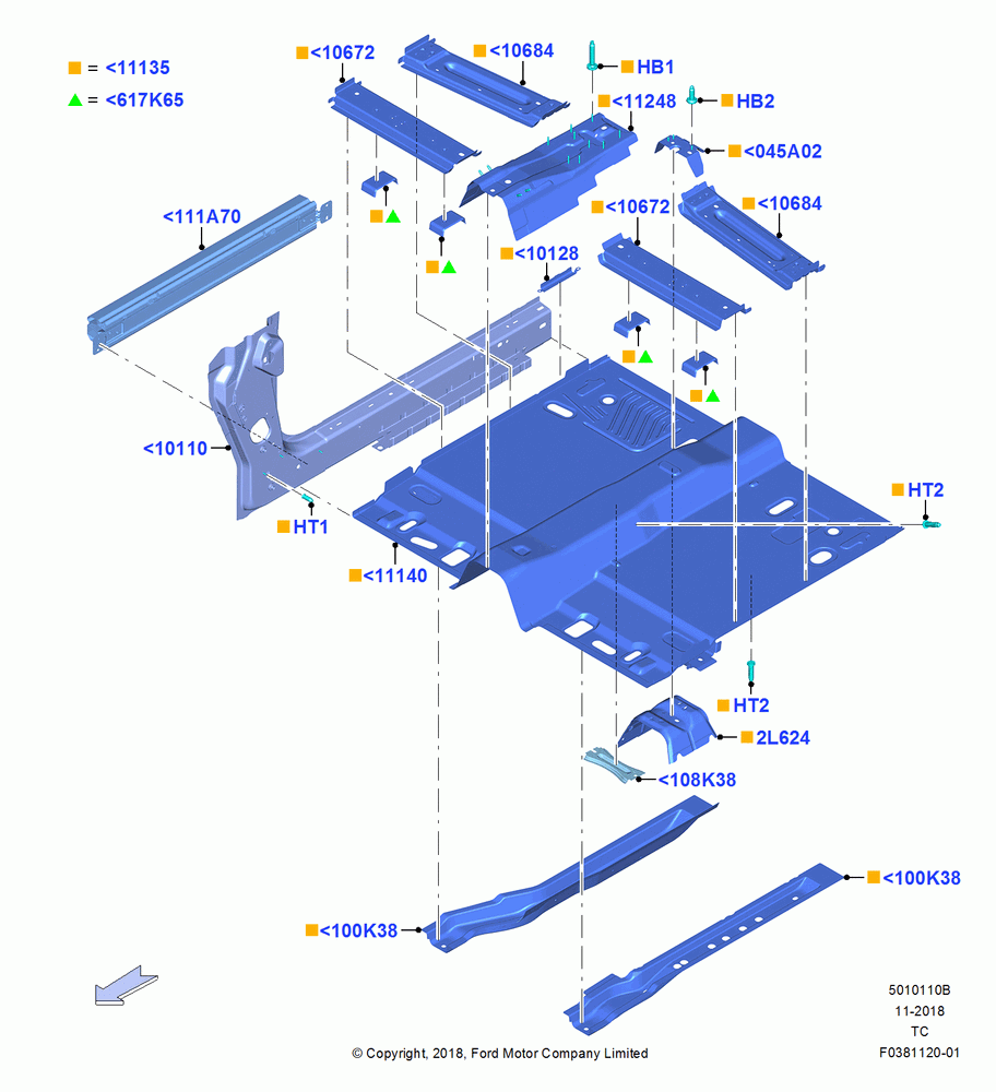 10B - Floor Pan - Front, Gas/Electric Hybrid; 19/AUG/2019