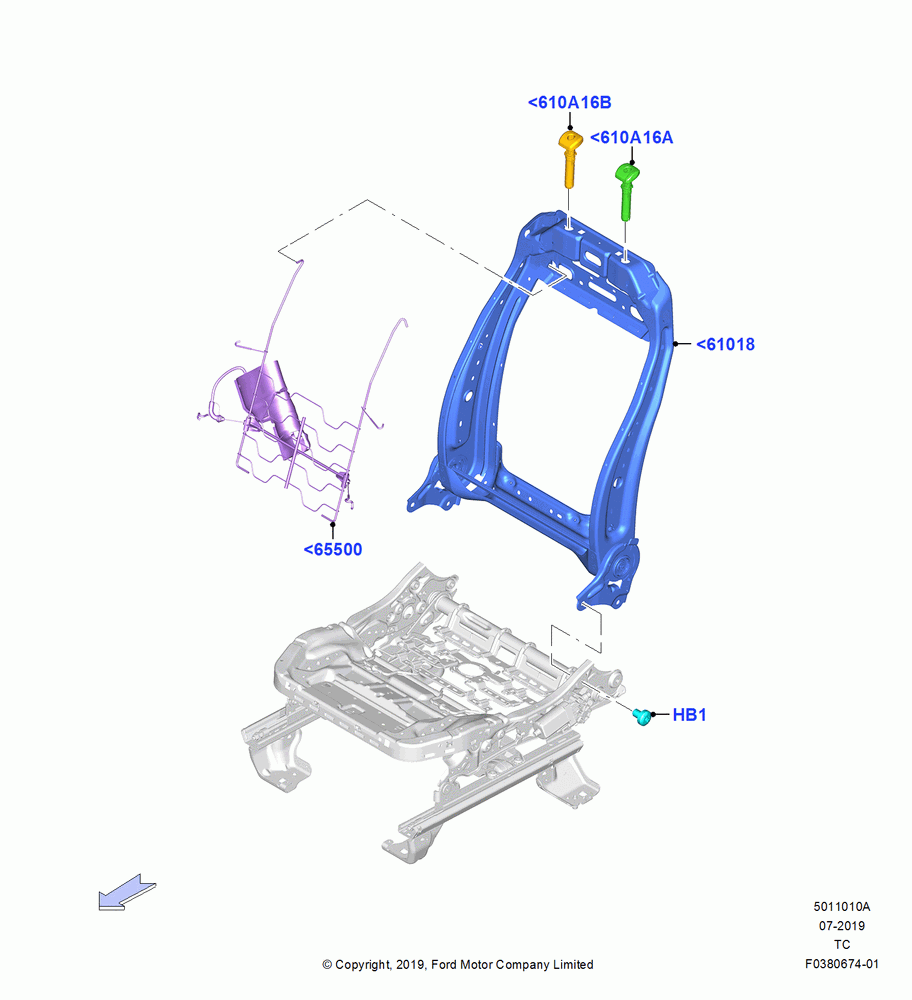 10A - Front Seat Back, With Driver 10 Way Pwr Seat Adjust; 19/AUG/2019