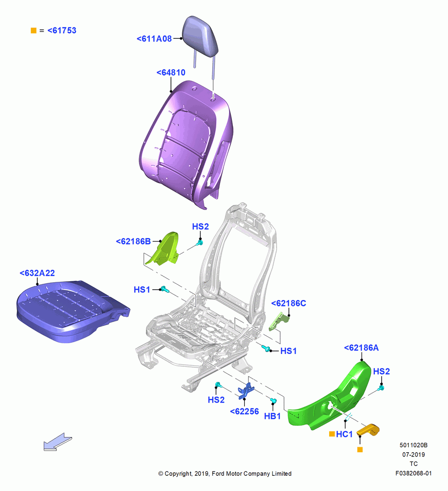20B - Front Seat Pads/Valances & Heating, With Driver 6 Way Mnl.Seat Adjuster; 19/AUG/2019
