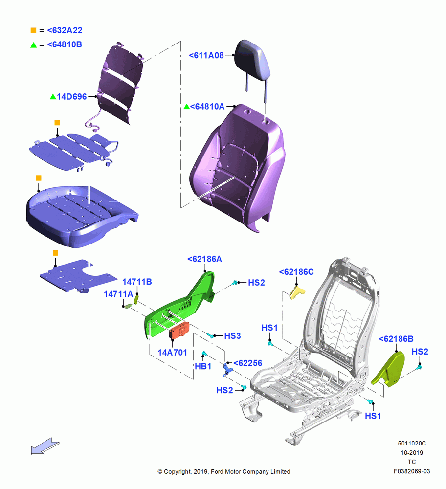 20C - Front Seat Pads/Valances & Heating, With Pass 6 Way Power Seat Adjuster; 19/AUG/2019