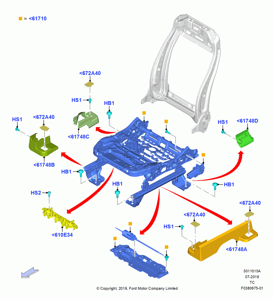 15A - Front Seat Base, With Driver 10 Way Pwr Seat Adjust; 19/AUG/2019