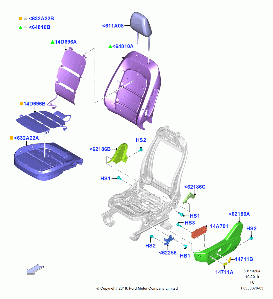 20A - Front Seat Pads/Valances & Heating, With Driver 10 Way Pwr Seat Adjust; 19/AUG/2019