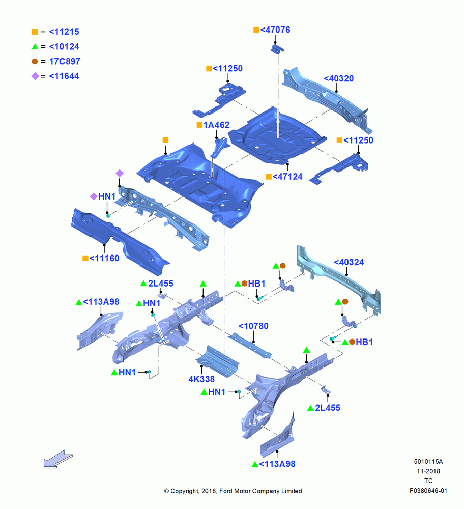 15 - Floor Pan - Center and Rear, For Unleaded Fuel; 19/AUG/2019