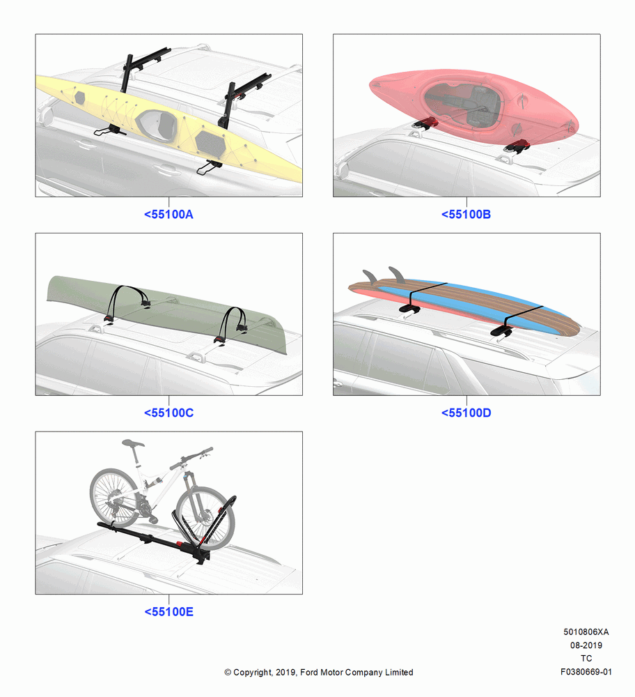 06XA - Accessory Roof Rack Mounting Kits, Yakima Roof Rack Products, Cross Bar, Ski Racks, Bike Racks, Kayak And Canoe Carrier; 19/AUG/2019