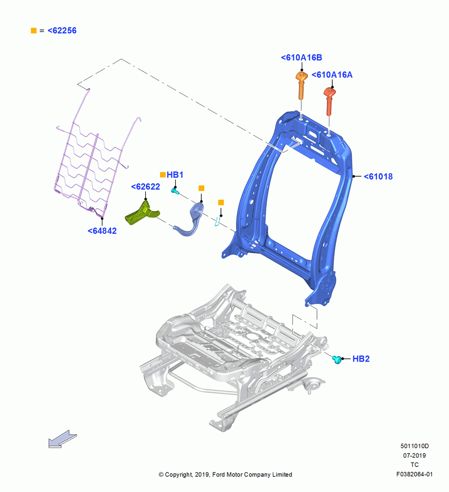 10D - Front Seat Back, With Pass. 4 Way Manual Seat Adjust; 19/AUG/2019