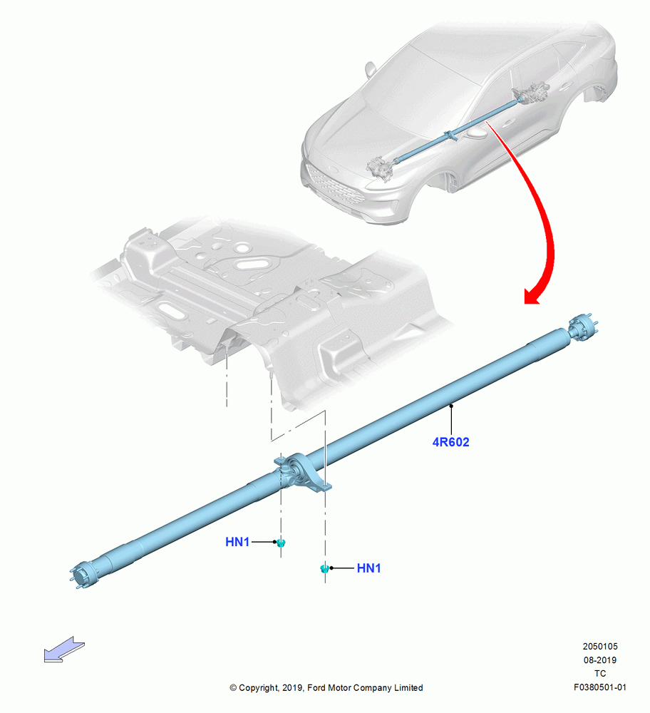 05 - Drive Shaft - Rear Axle Drive, LHD 4WD (Part Time Drive); 19/AUG/2019