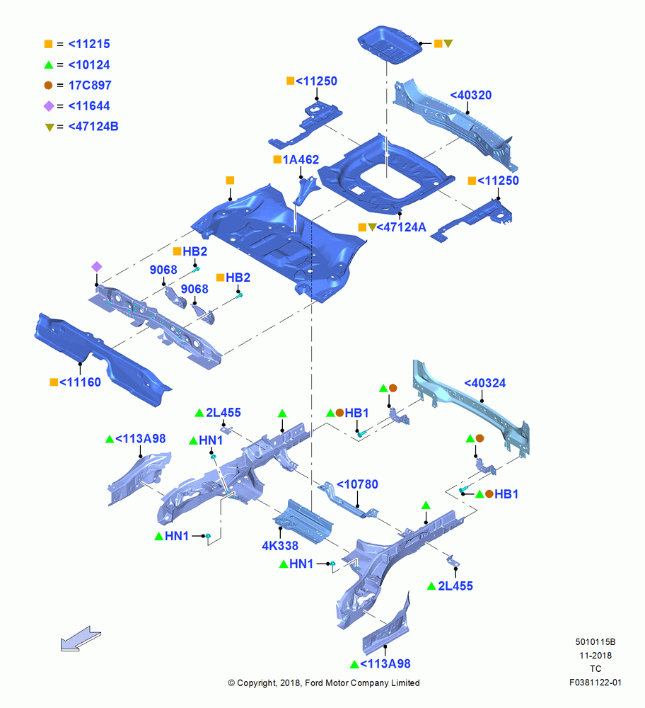 15B - Floor Pan - Center and Rear, Gas/Electric Hybrid, Plug-In Gas/Electric Hybrid; 19/AUG/2019