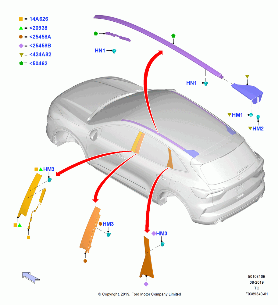 10B - Body Mouldings, Upper; 19/AUG/2019