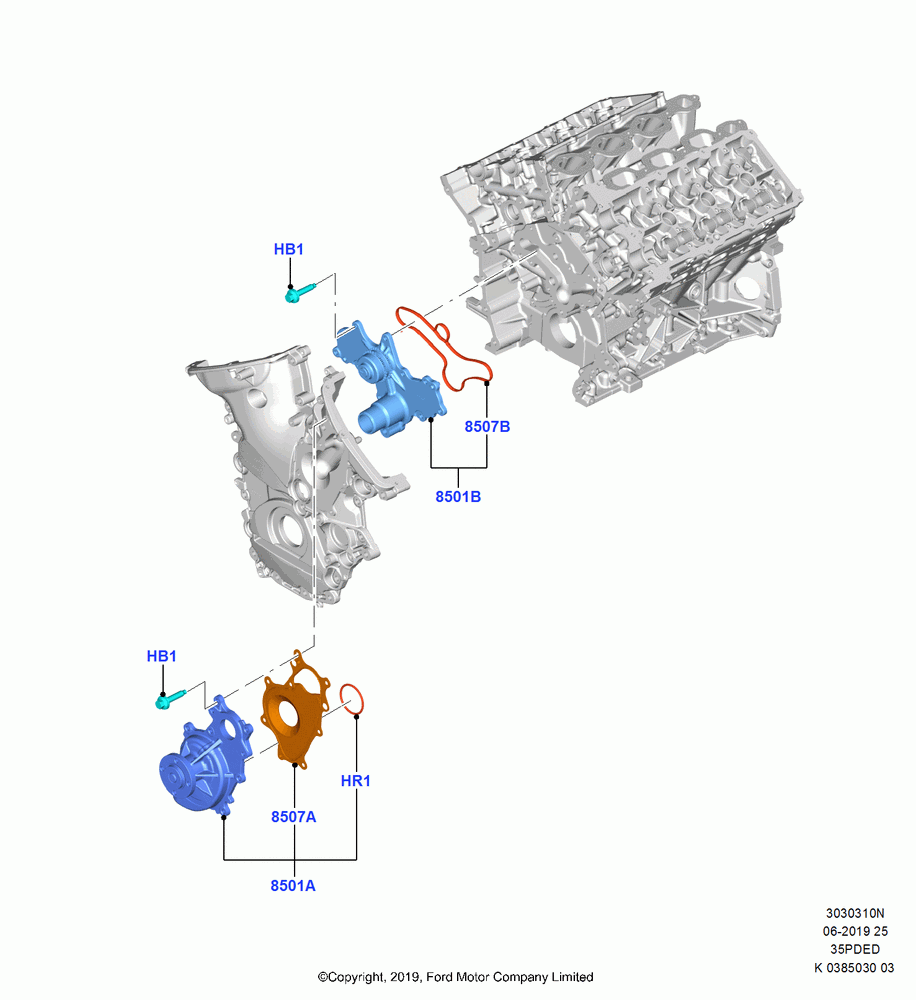 10N - Water Pump, 3.5L Cyclone V6 Petrol TIVCT; 21/OCT/2019