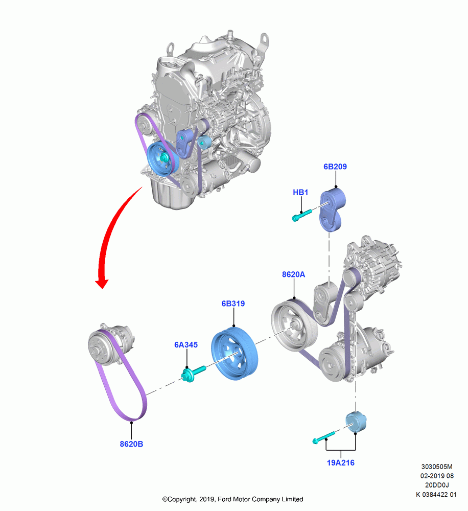 05M - Pulleys and Drive Belts, 2.0 EcoBlue D; 21/OCT/2019