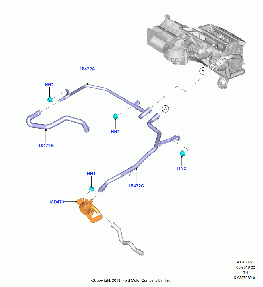 15K - Heater Hoses, 3.5L V6 GTDI, Less Heater/Air Con Prep Pack, Less Rear Seat Climate Control; 21/OCT/2019