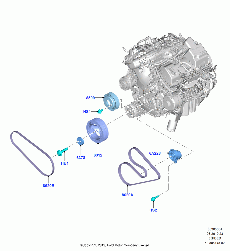05J - Pulleys and Drive Belts, 3.5L Cyclone V6 Petrol TIVCT, Standard Duty Alternator; 21/OCT/2019