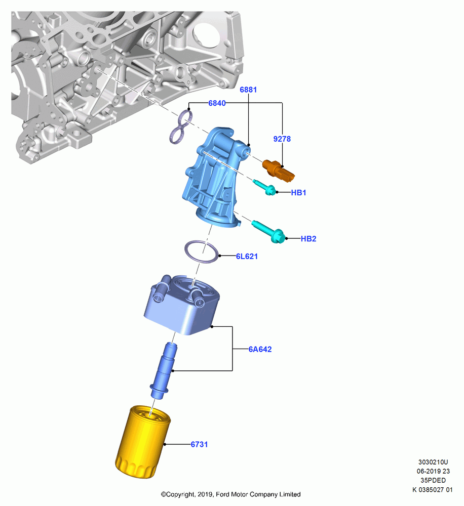 10U - Oil Cooler and Filter, 3.5L Cyclone V6 Petrol TIVCT; 21/OCT/2019