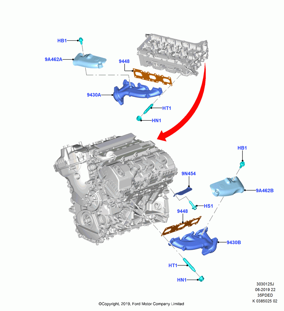 25J - Exhaust Manifold, 3.5L Cyclone V6 Petrol TIVCT; 21/OCT/2019