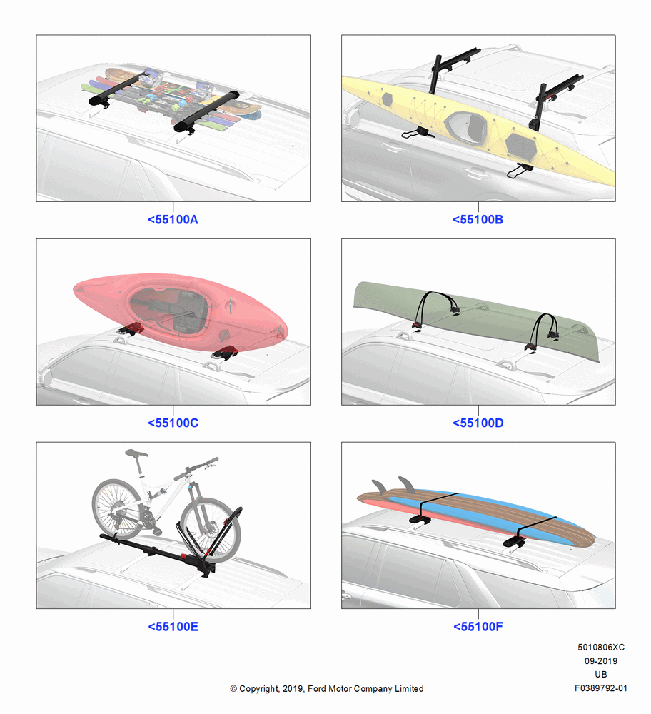 06XC - Accessory Roof Rack Mounting Kits, Yakima Roof Rack Products; 01/NOV/2010-03/MAR/2019