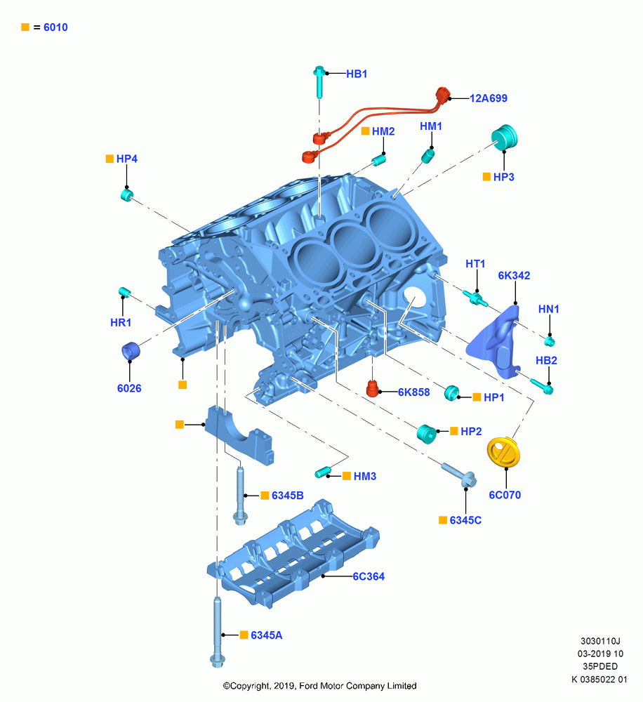 10J - Cylinder Block and Plugs, 3.5L Cyclone V6 Petrol TIVCT; 21/OCT/2019